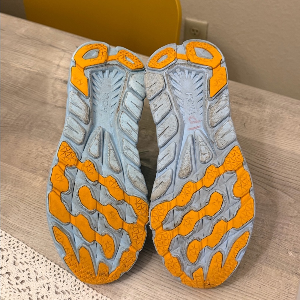 Hoka Athletic Shoes in Light Green, Pale Blue & Orange - Picture 6 of 7